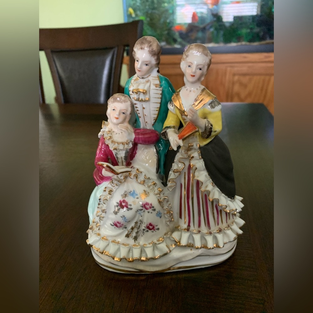 Vintage Royal Porcelain Lace Victorian Figurine Wales Made in Japan 6” tall